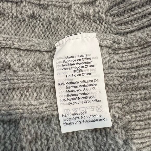 J Crew Rugged Merino Wool Mixed-Knit Crewneck Sweater cable knit gray blue J7717 - Picture 6 of 6